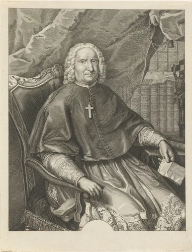 Portret van Theodorus van der Croon by Jacob Folkema, print, 1702-1767