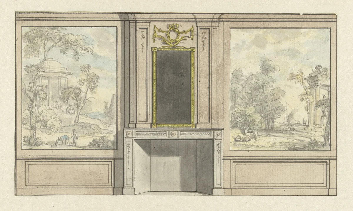 Ontwerp voor kamerwand by Jurriaan Andriessen, drawing, 1752-1819