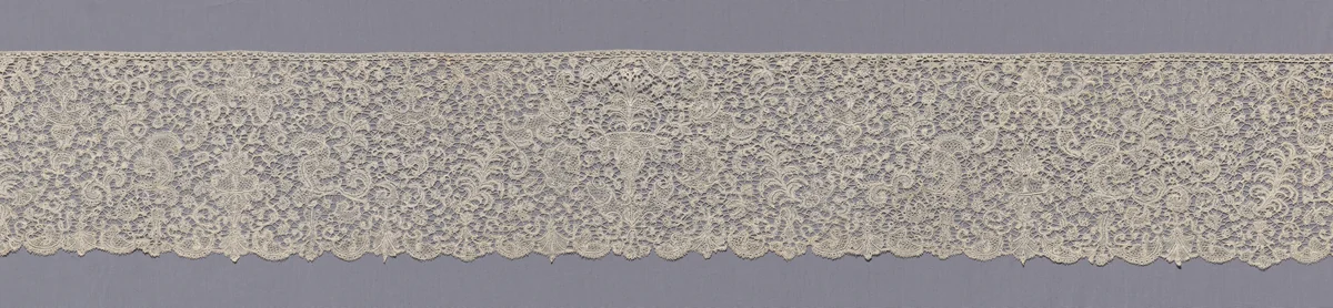 Lace Flounce by Flanders, textile, 1701-1725