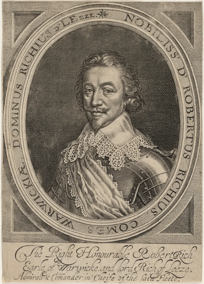 Robert Rich, Second Earl of Warwick by Robert van Voerst, print, 1597-1636