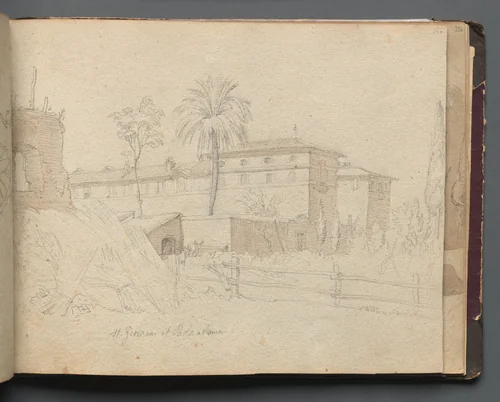 Album with Views of Rome and Surroundings, Landscape Studies, page 38a: :St. Giovanni e Paolo, Rome" by Franz Nadorp, book, 1830-1870