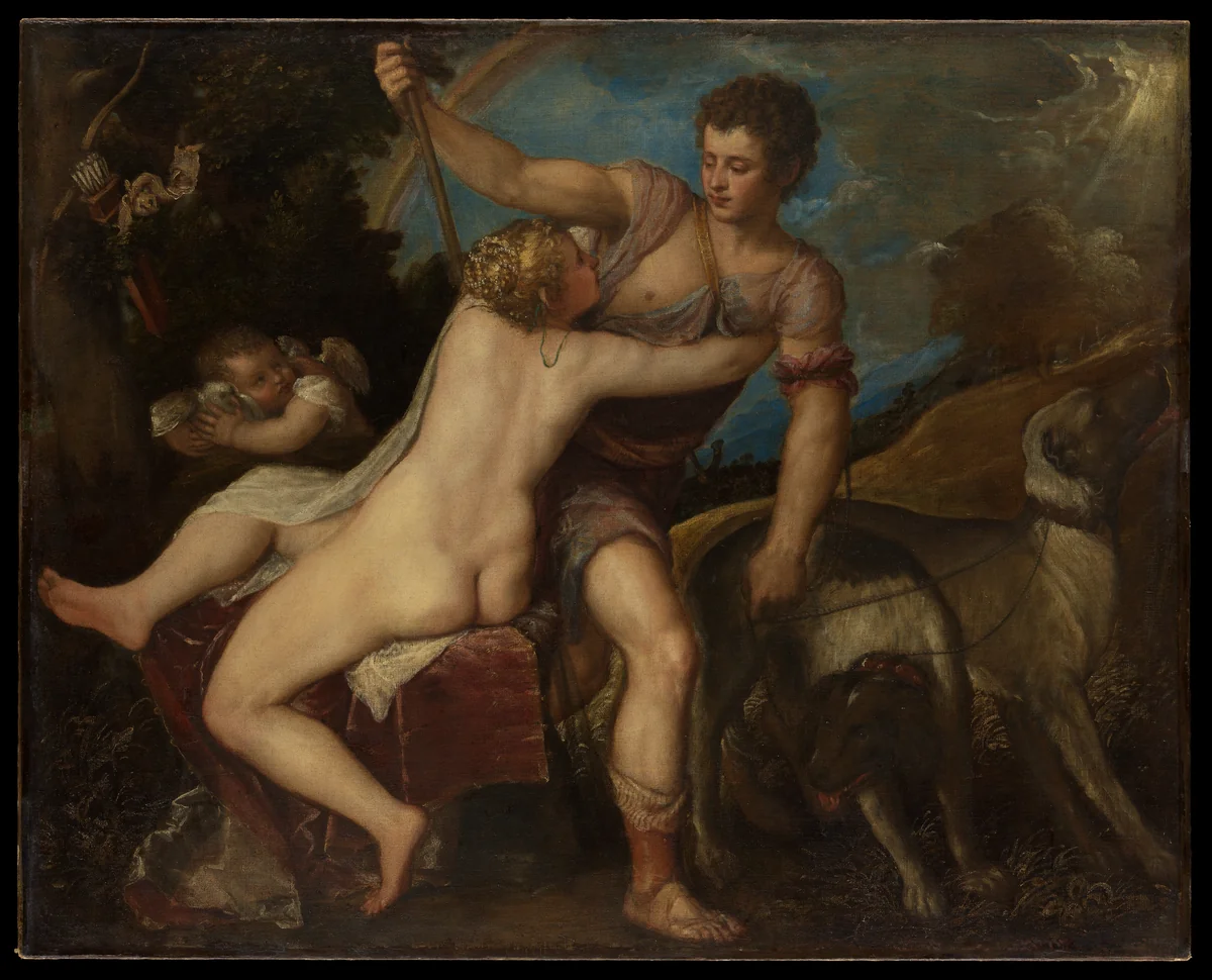 Venus and Adonis by Titian, painting, 1550-1559