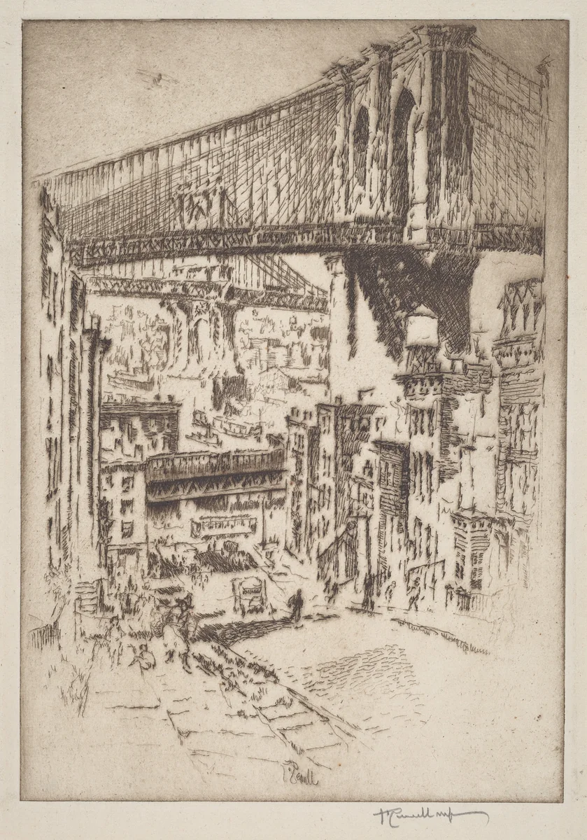 The Bridges, from Brooklyn by Joseph Pennell, print, 1921