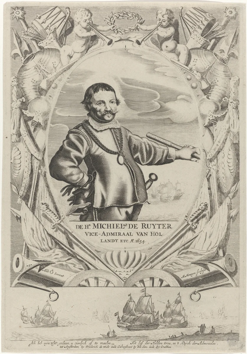 Portret van Michiel Adriaenszoon de Ruyter by anonymous, print, 1640-1706