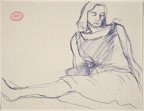 Untitled [woman in a dress seated on the floor] by Richard Diebenkorn, drawing, 1955-1967