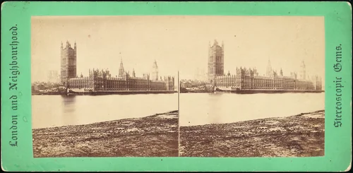 [Group of 5 Stereograph Views of the Houses of Parliament, London, England] by Stereoscopic Gems, photograph, 1850-1919