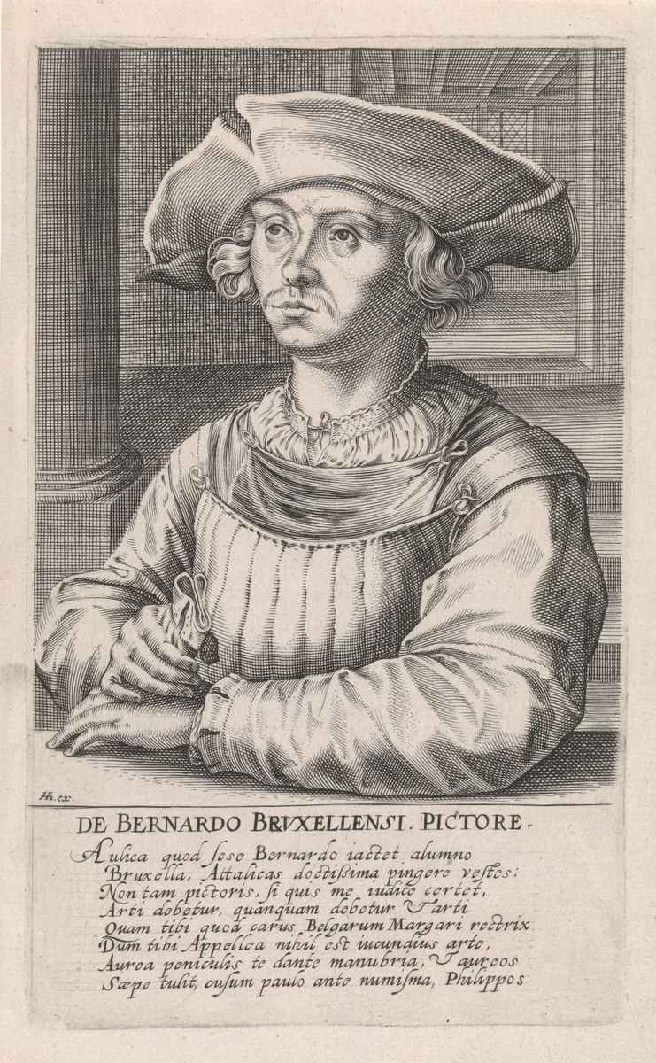 Portret van Bernard van Orley by Hendrick Hondius, print, 1610