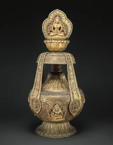 Vase of Longevity (Kalasha) with Buddha Amitabha by Nepal, ceramic, 1601-1700