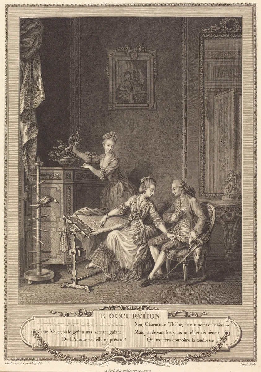 L'occupation by Charles Louis Lingée, print, 1748-1819