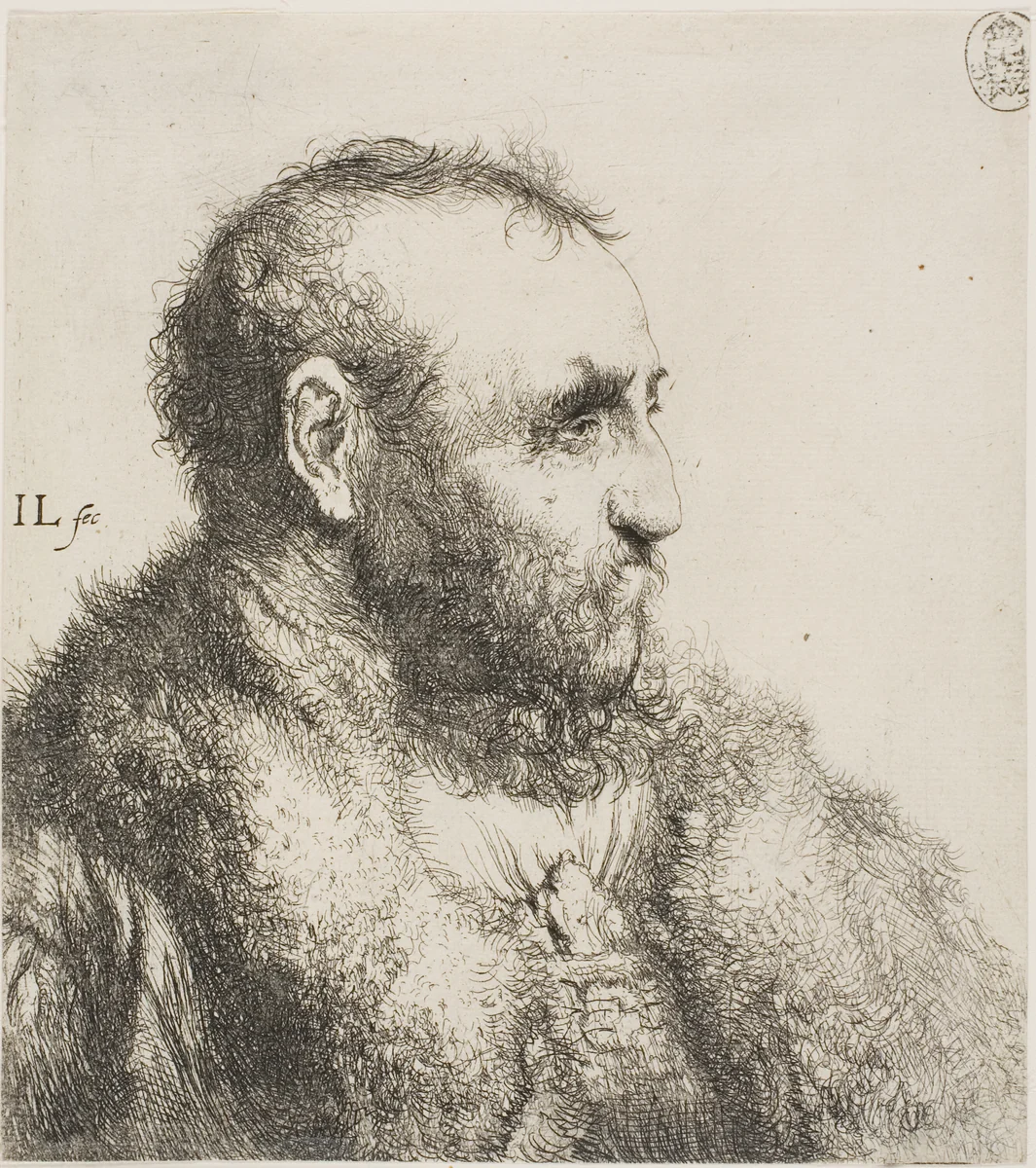 Bust of an Old Man by Jan Lievens, print, 1635-1644