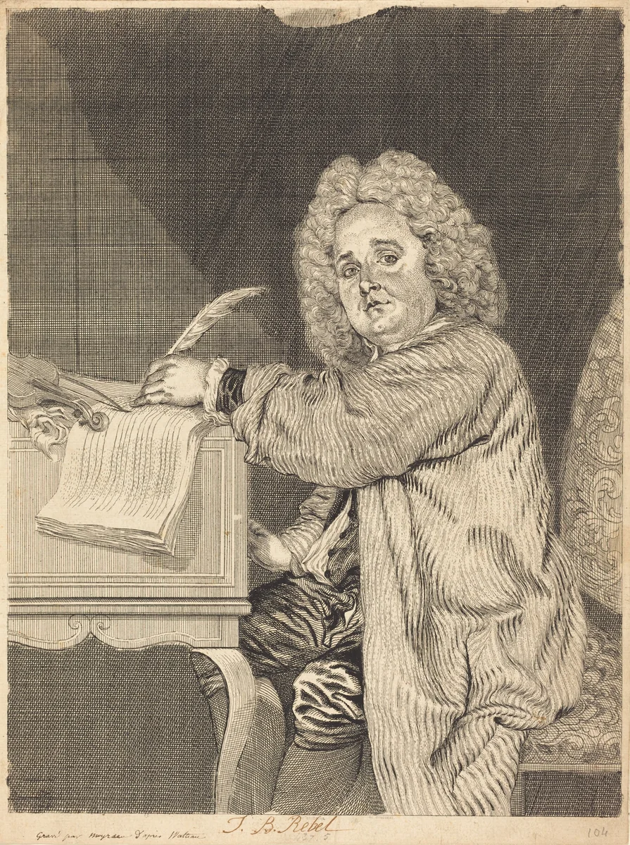 J.-B. Rebel by Jean Moyreau; Antoine Watteau, print, 1725-1735