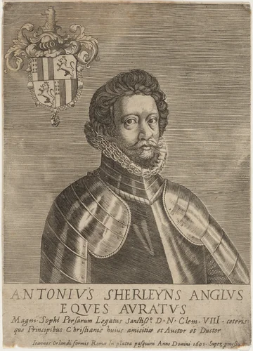Sir Anthony Shirley, Traveler and Ambassador to Persia by Giovanni Orlandi, print, 1601