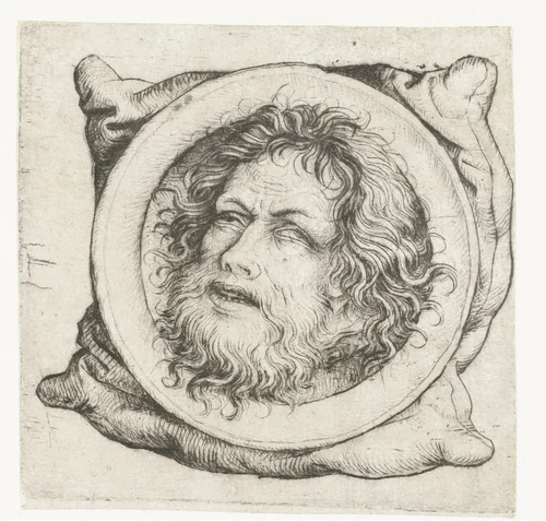 Het hoofd van Johannes de Doper op een schotel by Meester van het Amsterdamse Kabinet, print, 1485-1490
