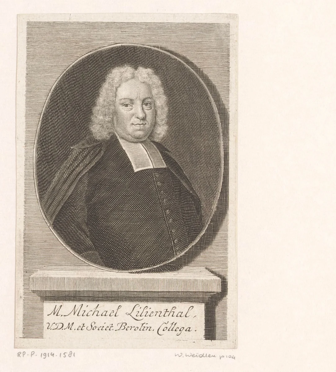 Portret van Michael Lilienthal by Martin Bernigeroth, print, 1725