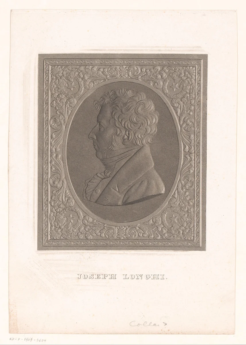 Medaille met portret van Joseph Longhi by anonymous, print, 1804-1859