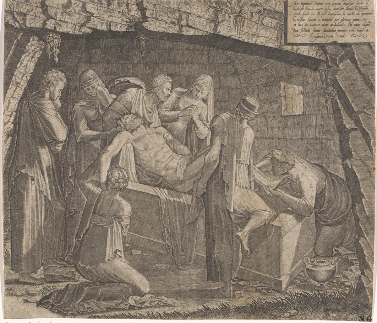 Graflegging van Christus by Lambertus Suavius, print, 1548