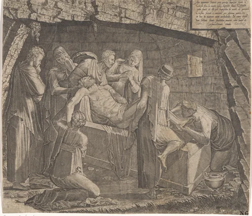 Graflegging van Christus by Lambertus Suavius, print, 1548