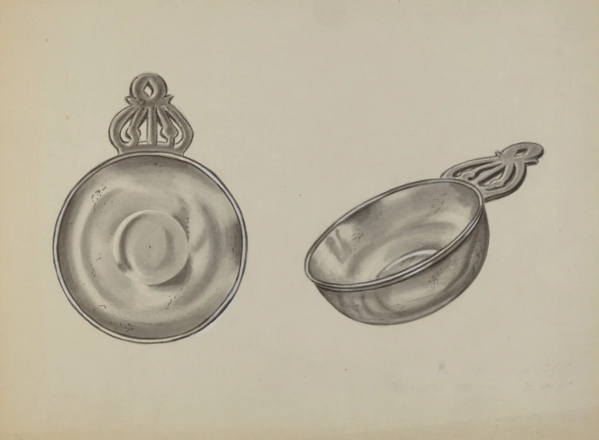Pewter Porringer by Fred Peterson, index of american design, 1936