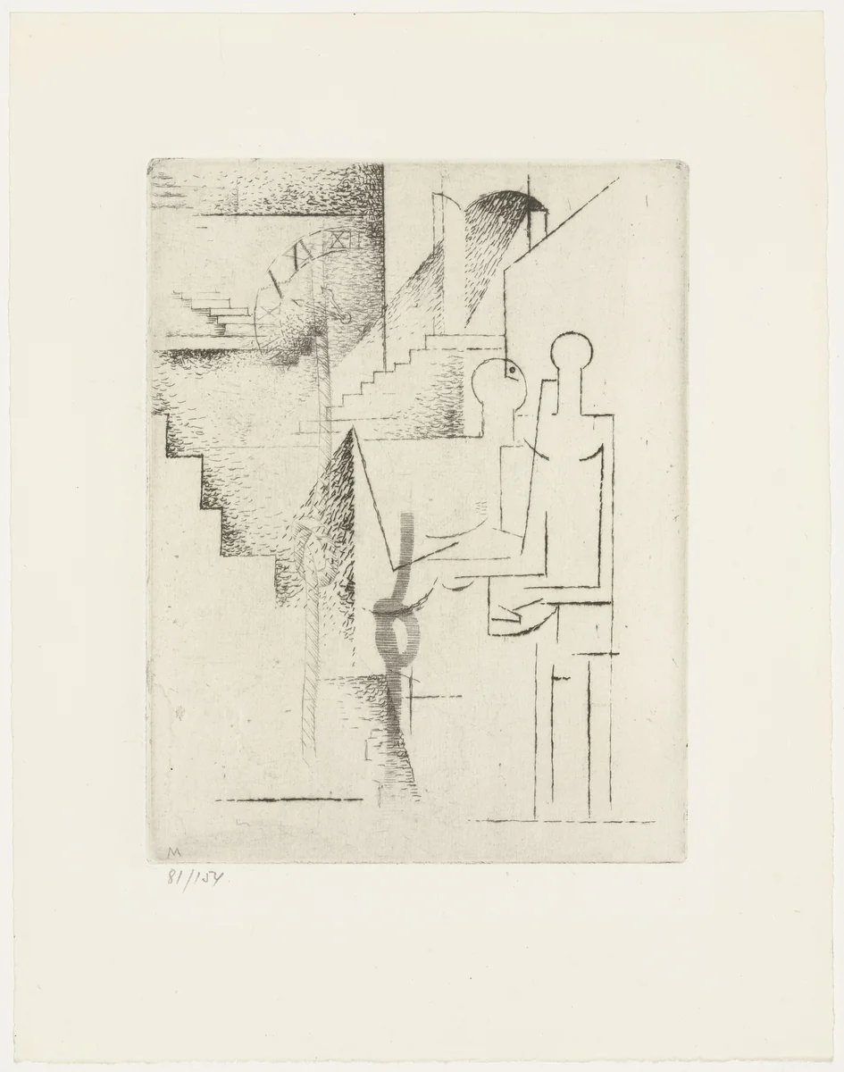 Insane Asylum (Asile des fous) from Ten Etchings for Aurélia (10 Eaux-fortes pour Aurélia) by Gérard de Nerval by Louis Marcoussis, print, 1931