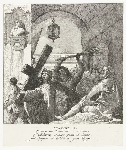 Kruisdraging van Christus by Giovanni Domenico Tiepolo, print, 1747-1749