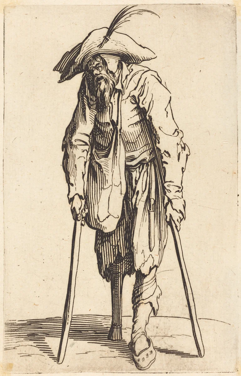 Beggar with Wooden Leg by Jacques Callot, print, 1622