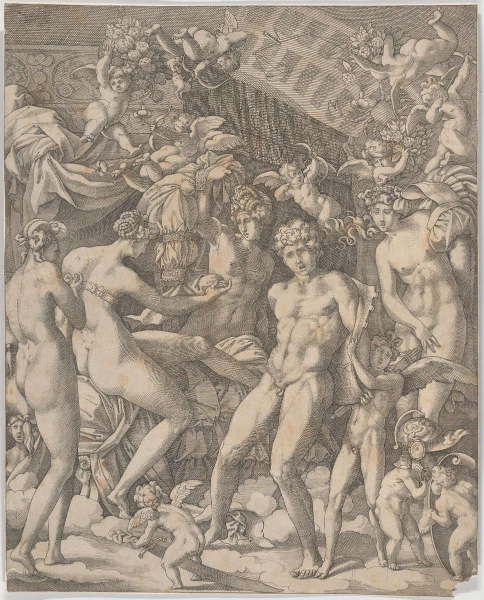 Venus and Mars with Cupid and the Three Graces by Master HCB, print, 1530-1535