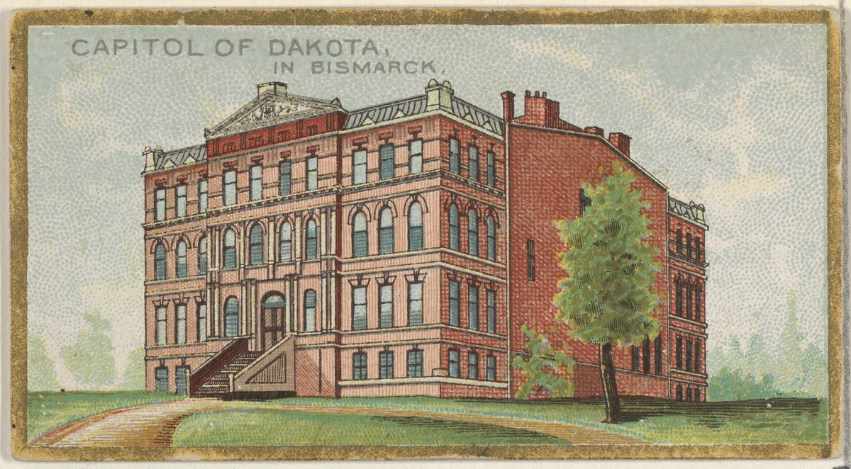 Capitol of Dakota in Bismarck, from the General Government and State Capitol Buildings series (N14) for Allen & Ginter Cigarettes Brands by Allen & Ginter, print, 1889