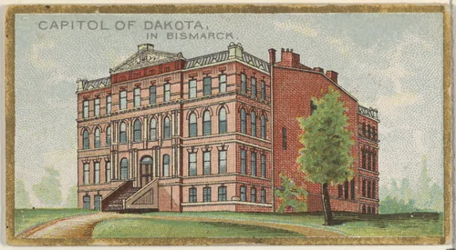 Capitol of Dakota in Bismarck, from the General Government and State Capitol Buildings series (N14) for Allen & Ginter Cigarettes Brands by Allen & Ginter, print, 1889