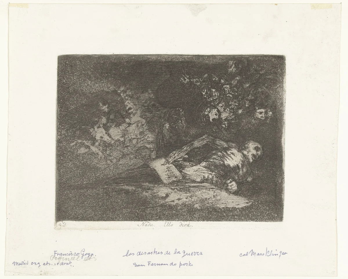 Niets, het zal blijken by Francisco de Goya, print, 1810-1820