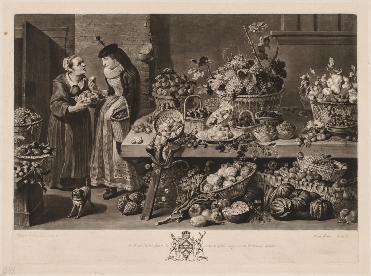 The Four Markets: The Fruit Market by Richard Earlom, print, 1775