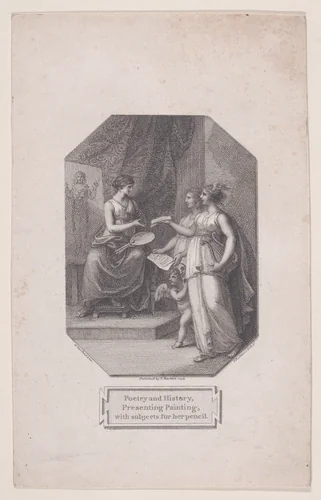 Poetry and History Presenting Painting with Subjects by Francesco Bartolozzi, print, 1794