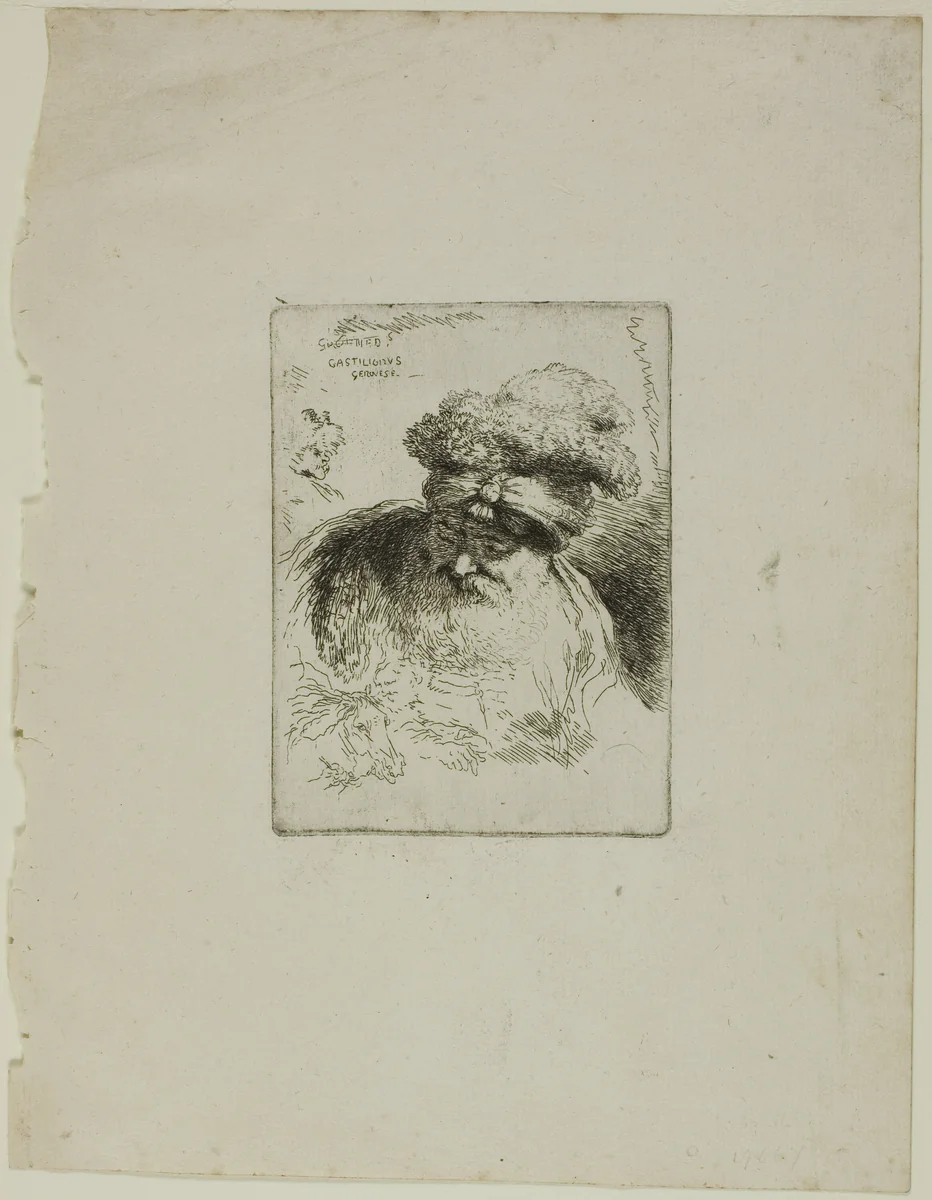 Old Man with a Turban by Giovanni Benedetto Castiglione, print, 1636-1670