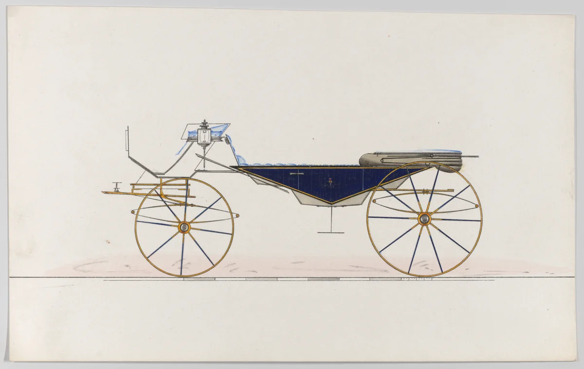 Design for Vis-à-vis "Sociable" (unnumbered) by Brewster & Co., drawing, 1865-1875