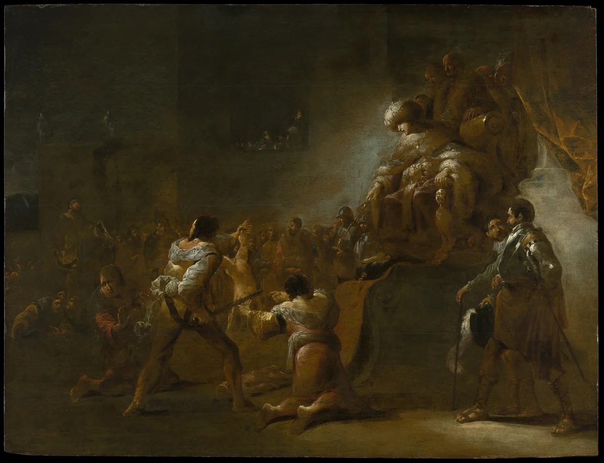 The Judgment of Solomon by Leonaert Bramer, painting, 1640-1649