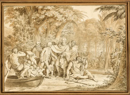 The Arrival of Jean-Jacques Rousseau to the Champs-Élysées by Jean Michel Moreau, print, 1780