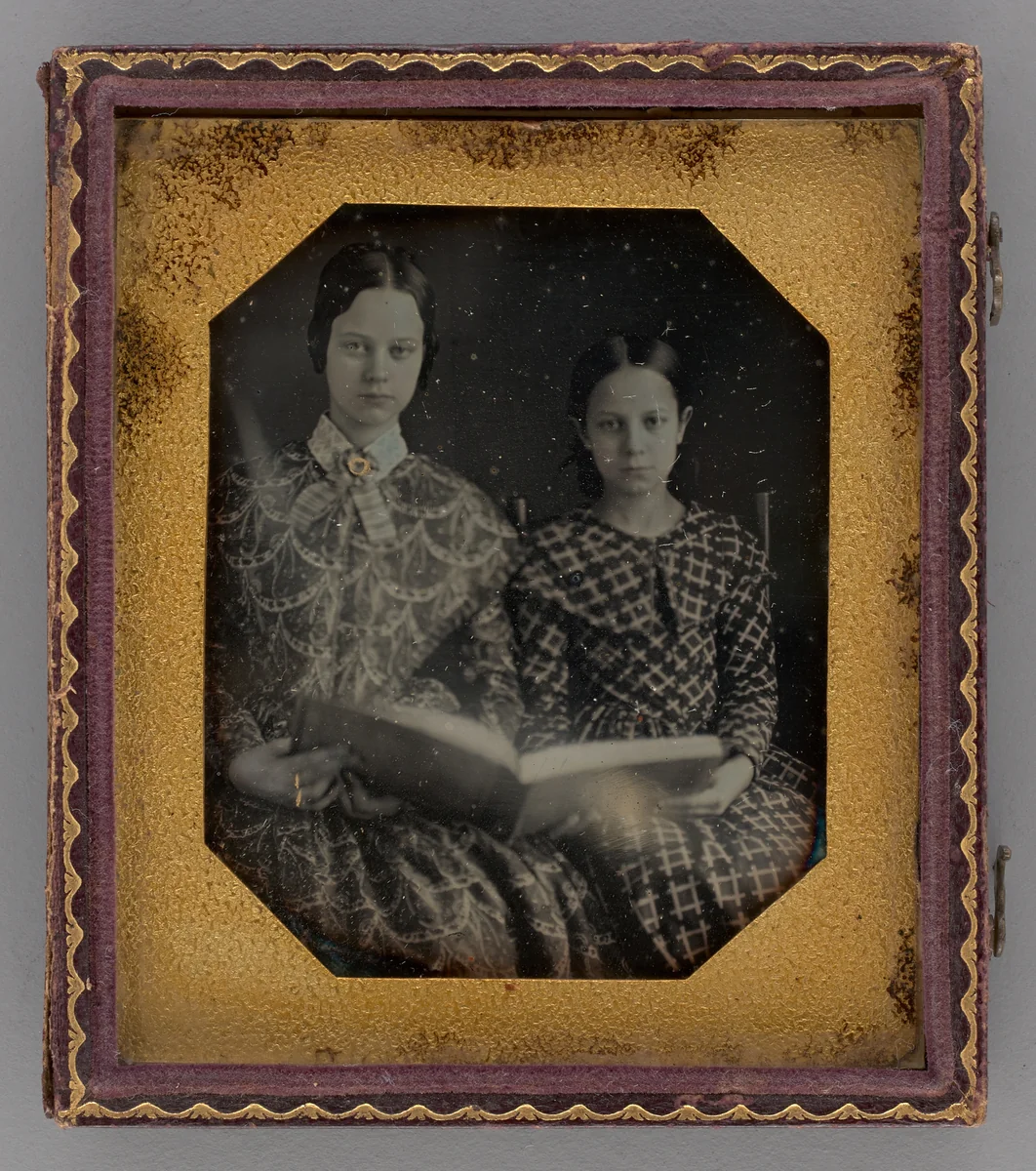 Untitled (Portrait of Seated Two Girls Holding a Book) by Unknown maker, other, 1848