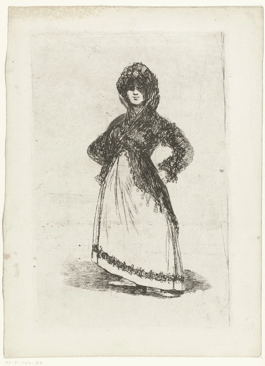 Maja met de lichte achtergrond by Francisco de Goya, print, 1824-1828