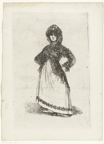 Maja met de lichte achtergrond by Francisco de Goya, print, 1824-1828