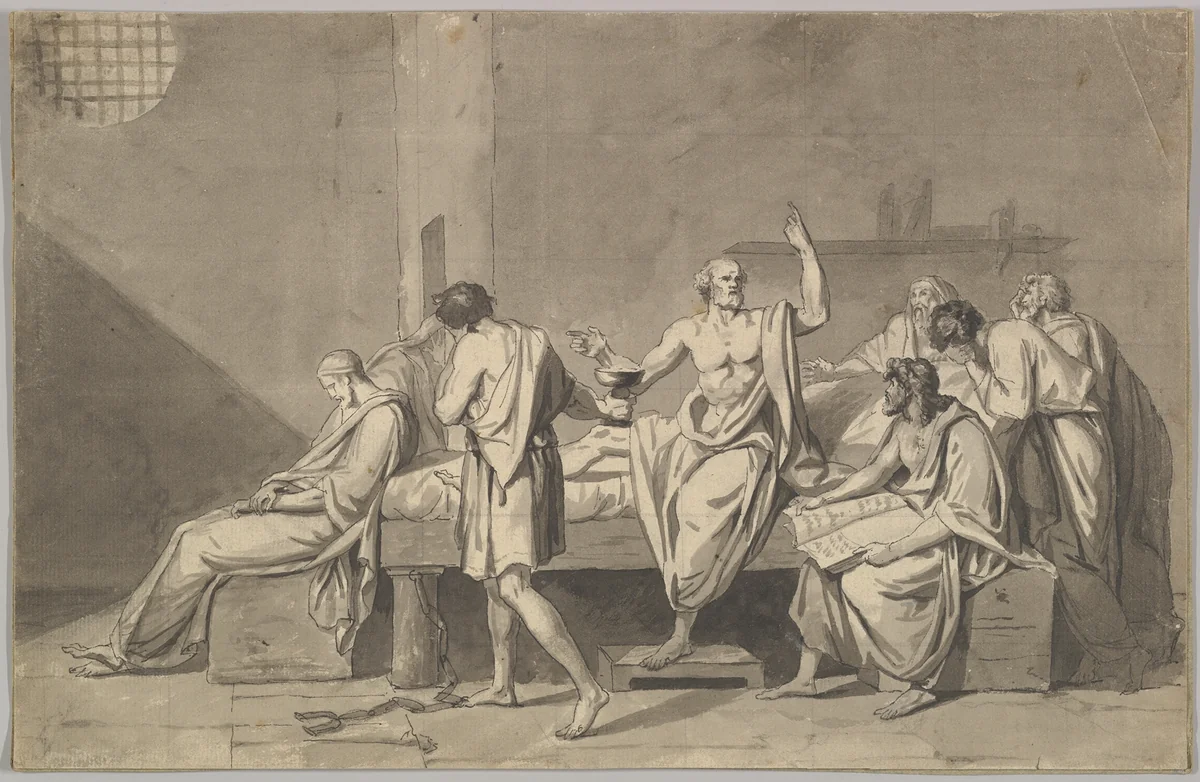 The Death of Socrates by Jacques-Louis David, drawing, 1777-1787
