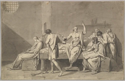 The Death of Socrates by Jacques-Louis David, drawing, 1777-1787