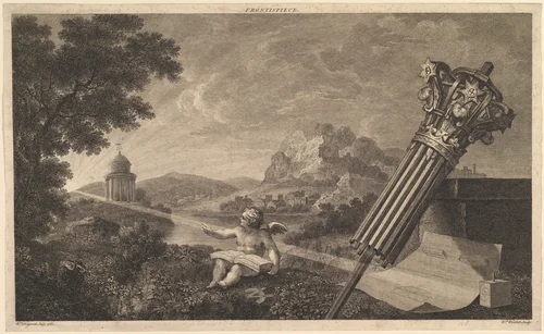 Frontispiece to Joshua Kirby's "Perspective of Architecture" (1761) by William Woollett, print, 1760