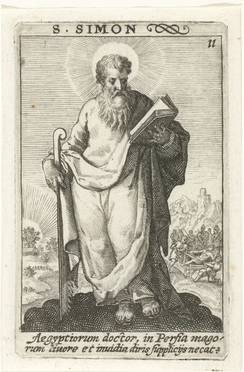 Apostel Simon by Crispijn van de Passe, print, 1574-1637