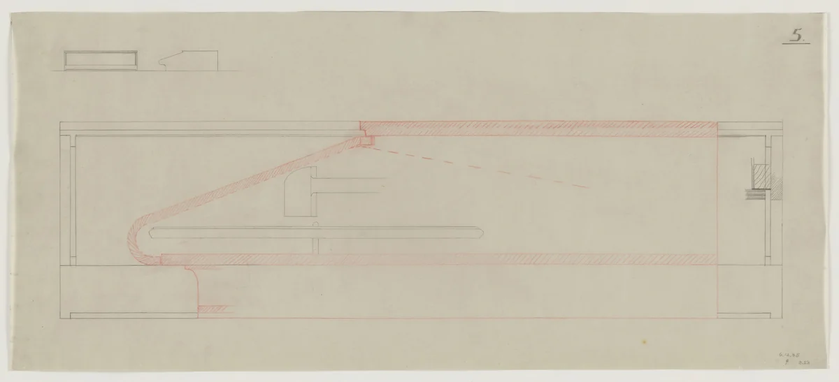 Design for Telefunken Record Player, Two elevations and section by Lilly Reich, mies van der rohe archive, 1938