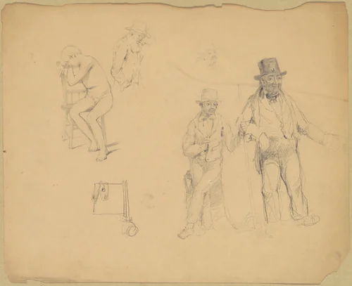 Studies of Men and Boys by James Goodwyn Clonney, drawing, 1840-1850