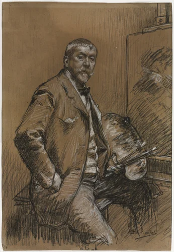 Self-Portrait by Ferdinand Roybet, drawing, 1860-1920