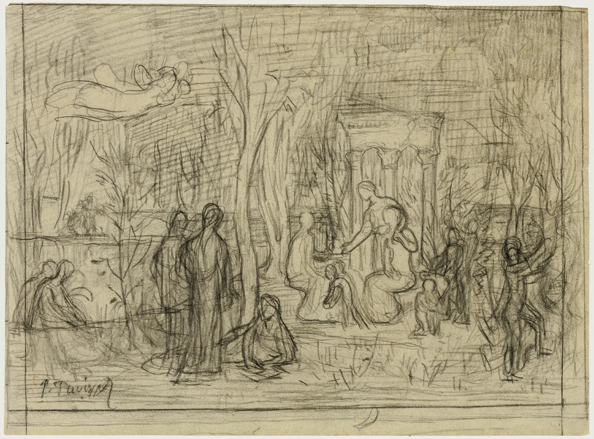 Compositional study for The Sacred Grove, Beloved of the Arts and the Muses by Pierre Puvis de Chavannes, drawing, 1883-1884