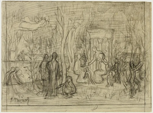 Compositional study for The Sacred Grove, Beloved of the Arts and the Muses by Pierre Puvis de Chavannes, drawing, 1883-1884