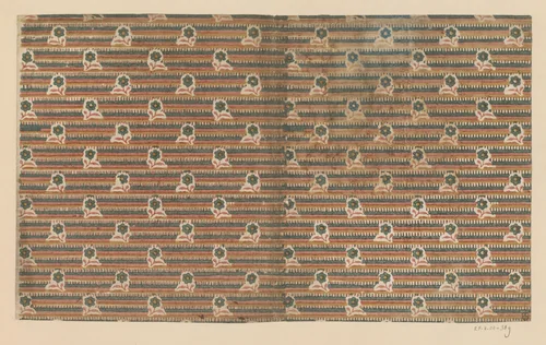 Blad met uitgespaarde bloemen op lijnenfond by anonymous, other, 1700-1850