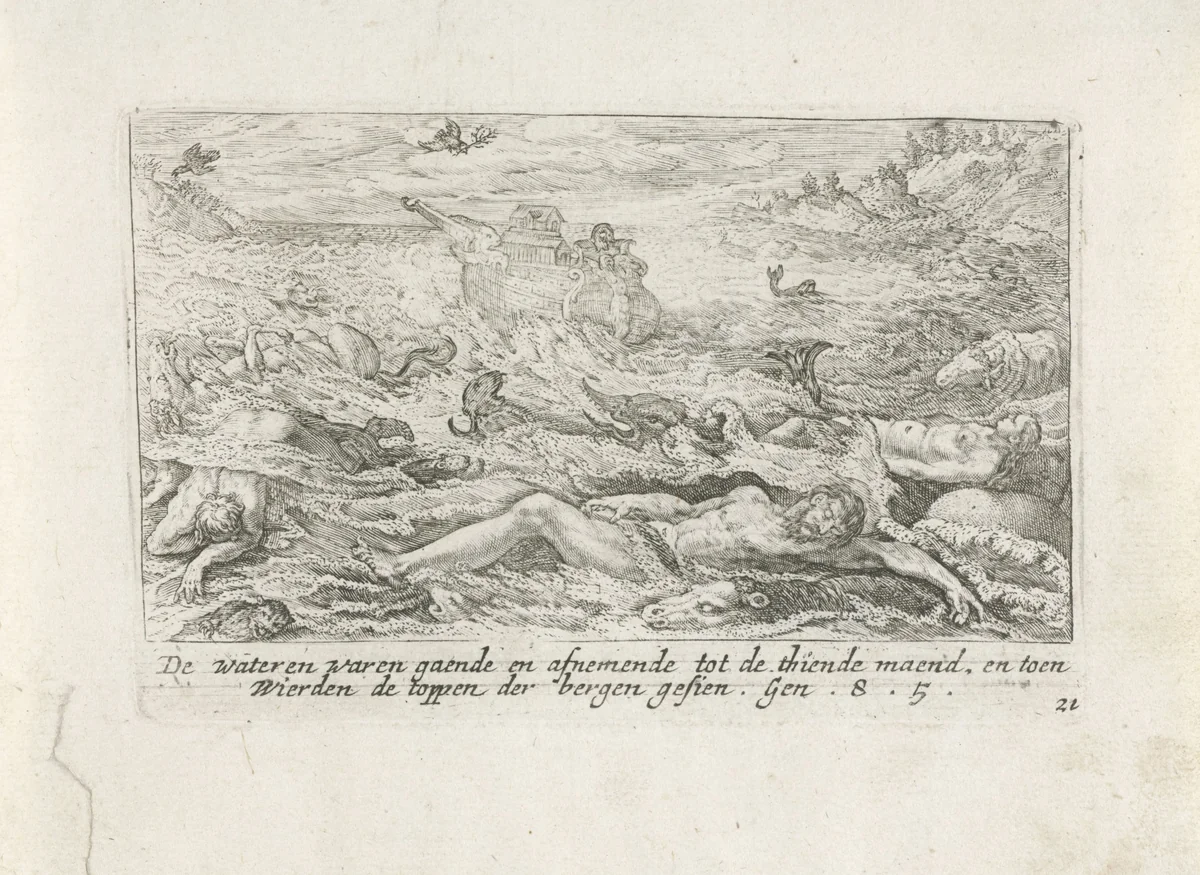 Het water zakt by Crispijn van de Passe, print, 1700-1750