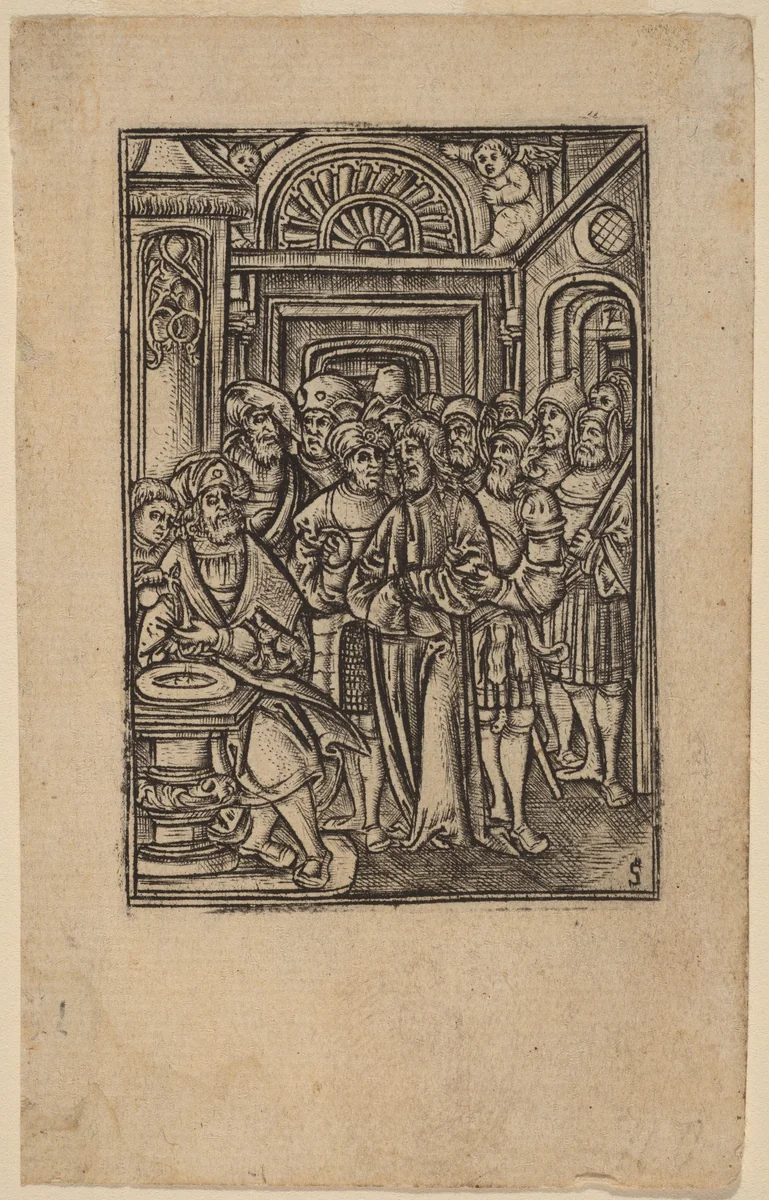 Pilate Washing His Hands by Master S, print, 1440-1565